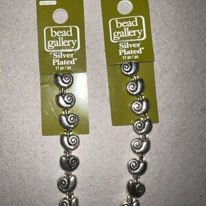NWT- Bead Gallery silver plated conch shell beads. 2 pack